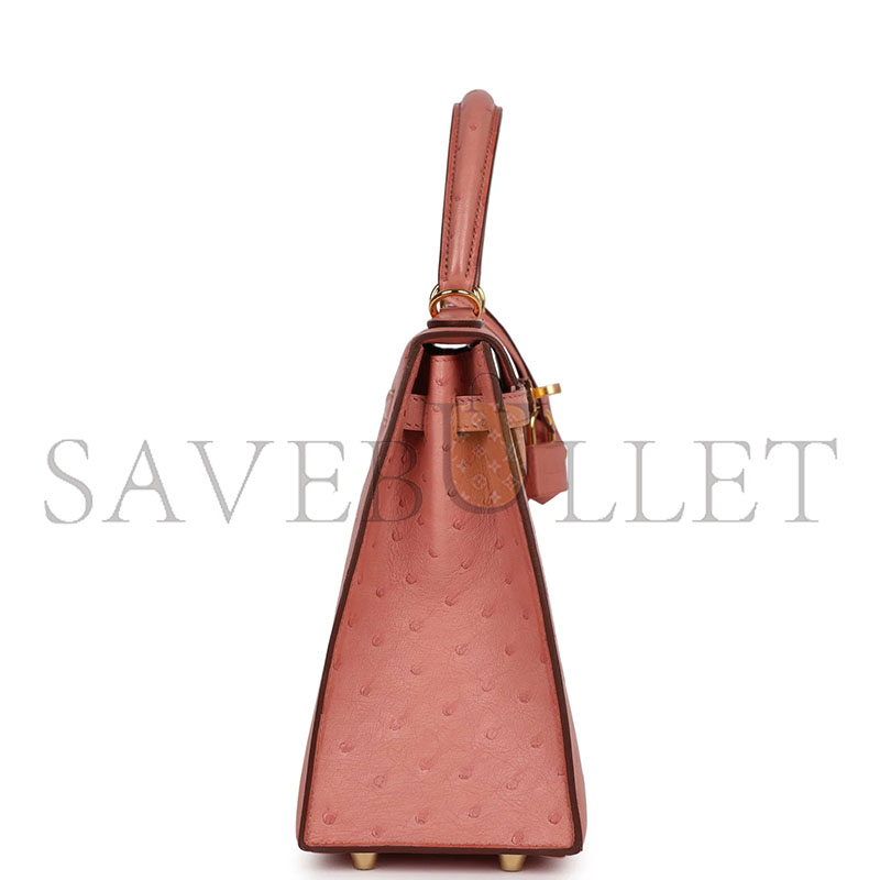 H**mes master kelly 28 ceramic powder ostrich gold hardware (28*22*10cm)